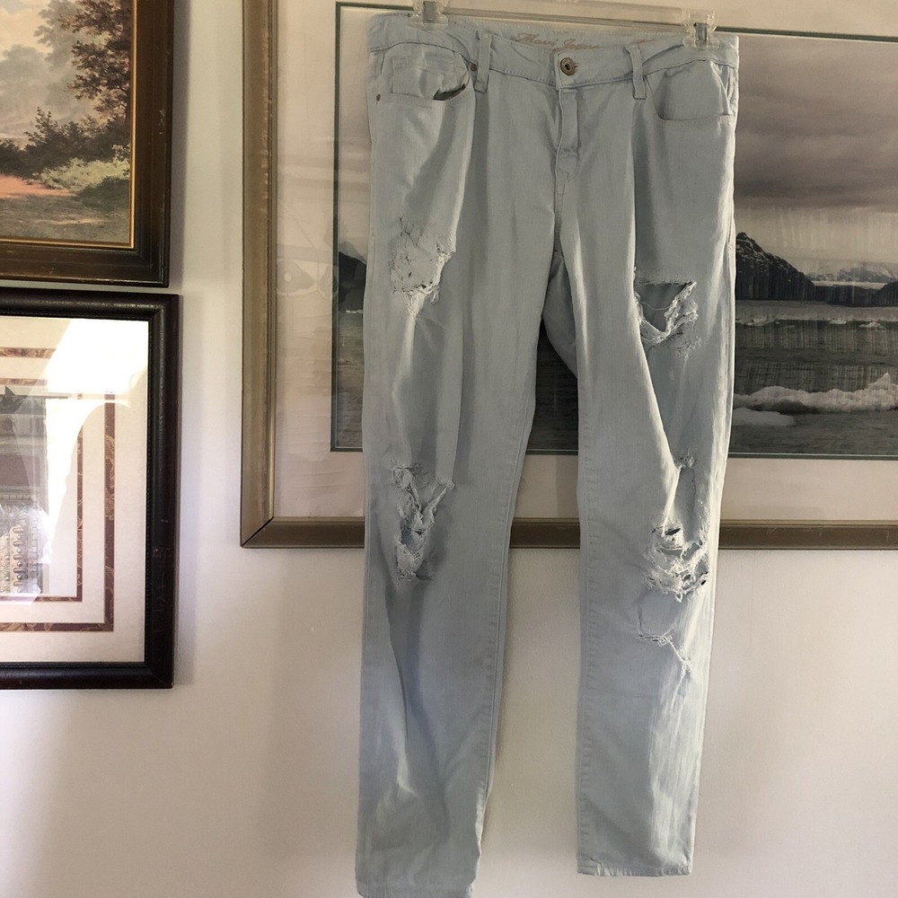 Mavi Jeans Ada Sexy Boyfriend Light Wash Distressed Jeans AcTual 34" Waist A1742